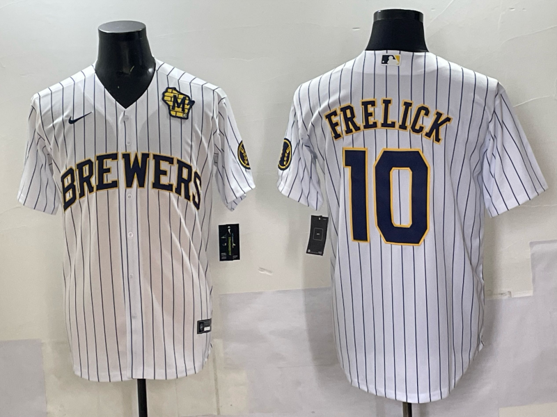 Men Milwaukee Brewers #10 Frelick white 2025 Nike NFL JERSEY 005